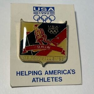 Collectible Pin 1992 USA Winter Olympic Games Albertville SLALOM Vintage NEW